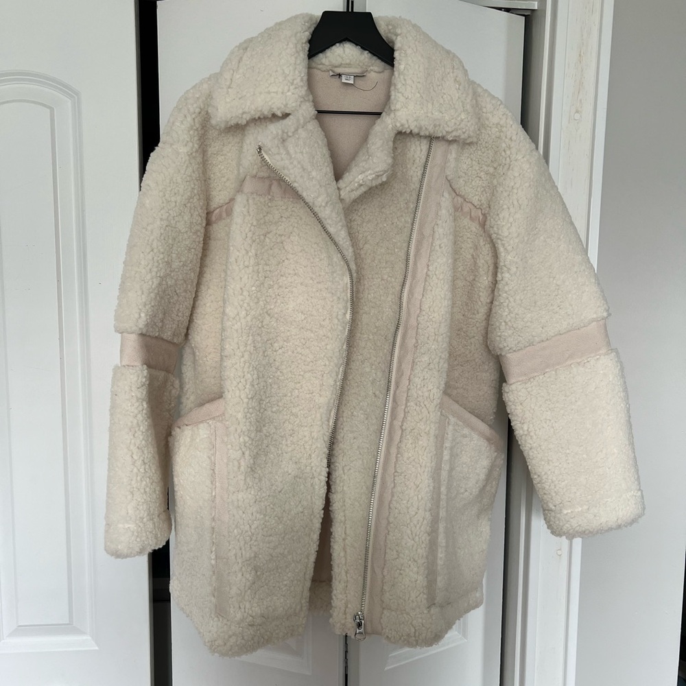 Topshop faux shearling jacket white